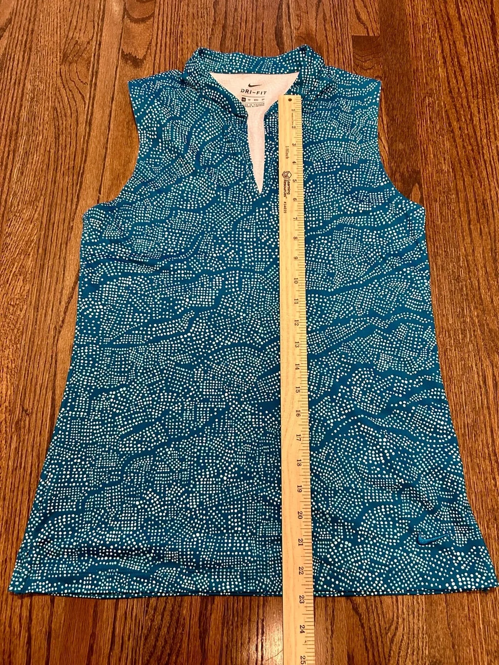 Nike Dri-FIT Sleeveless Golf Polo Top Teal White Print Embroidered Swoosh XS